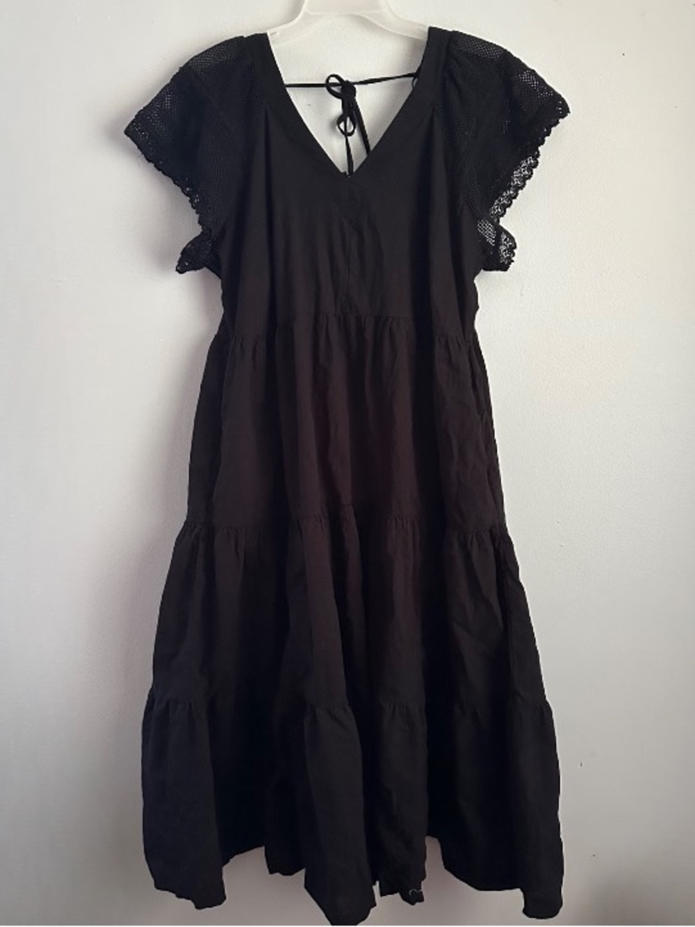 2x Black flutter short sleeve midi / maxi dress Womens 2xl old navy whimsigoth
